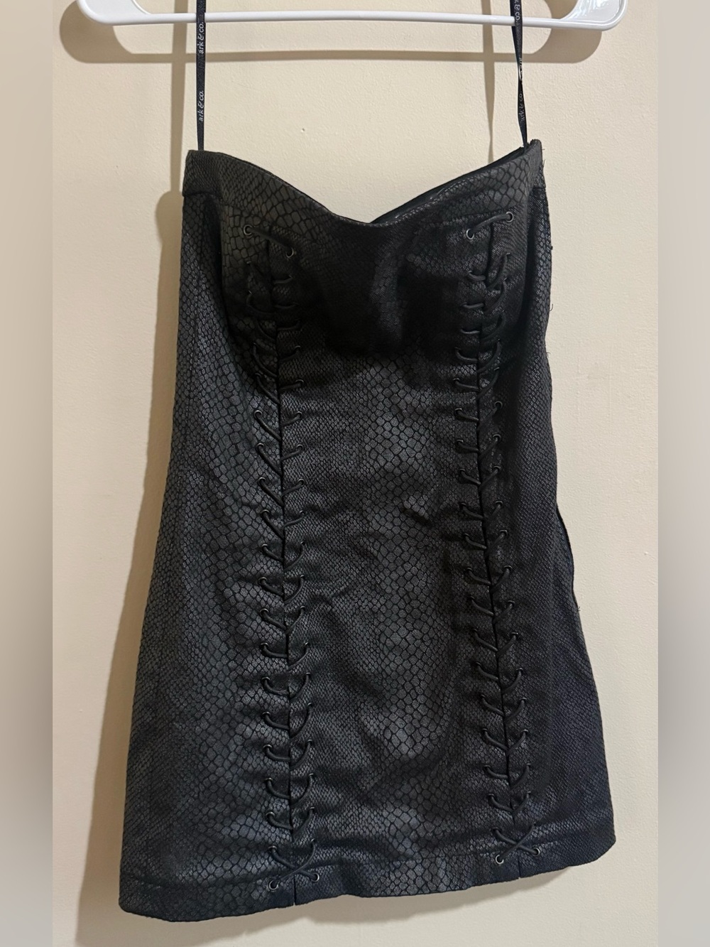 Ark & Co Black Strapless Lace-Up Mini Dress